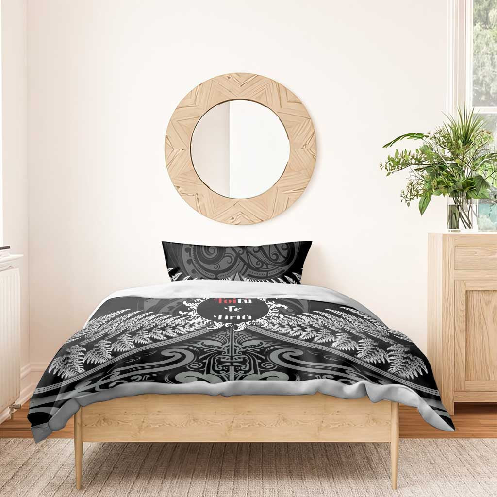 Toitu Te Tiriti Aotearoa Silver Fern Bedding Set New Zealand Maori Pattern