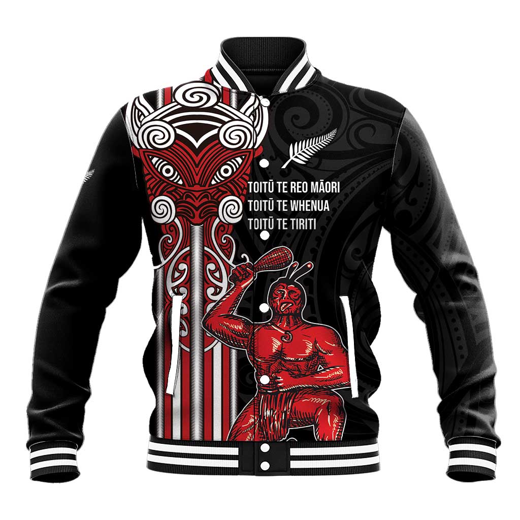 Toitu Te Reo Maori Toitu Te Whenua Toitu Te Tiriti Baseball Jacket Maori Warrior New Zealand