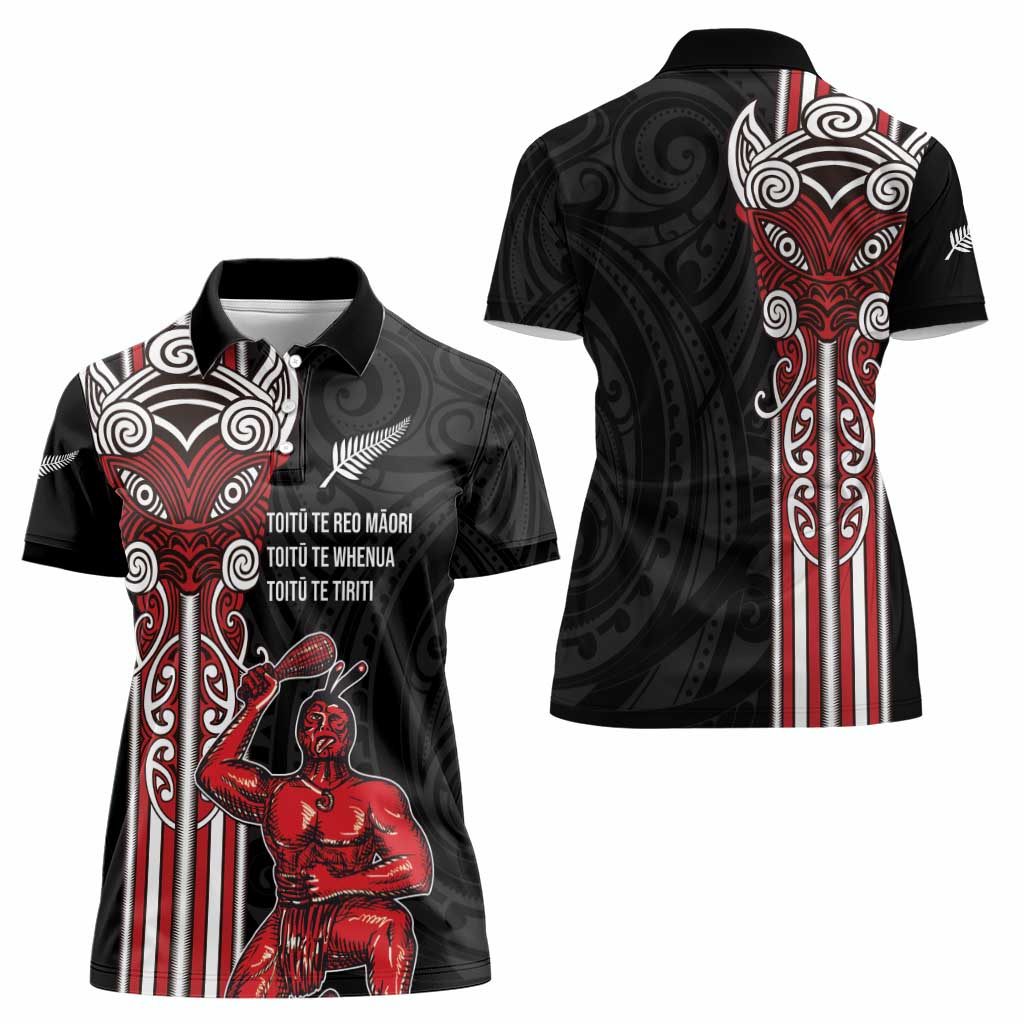 Toitu Te Reo Maori Toitu Te Whenua Toitu Te Tiriti Women Polo Shirt Maori Warrior New Zealand