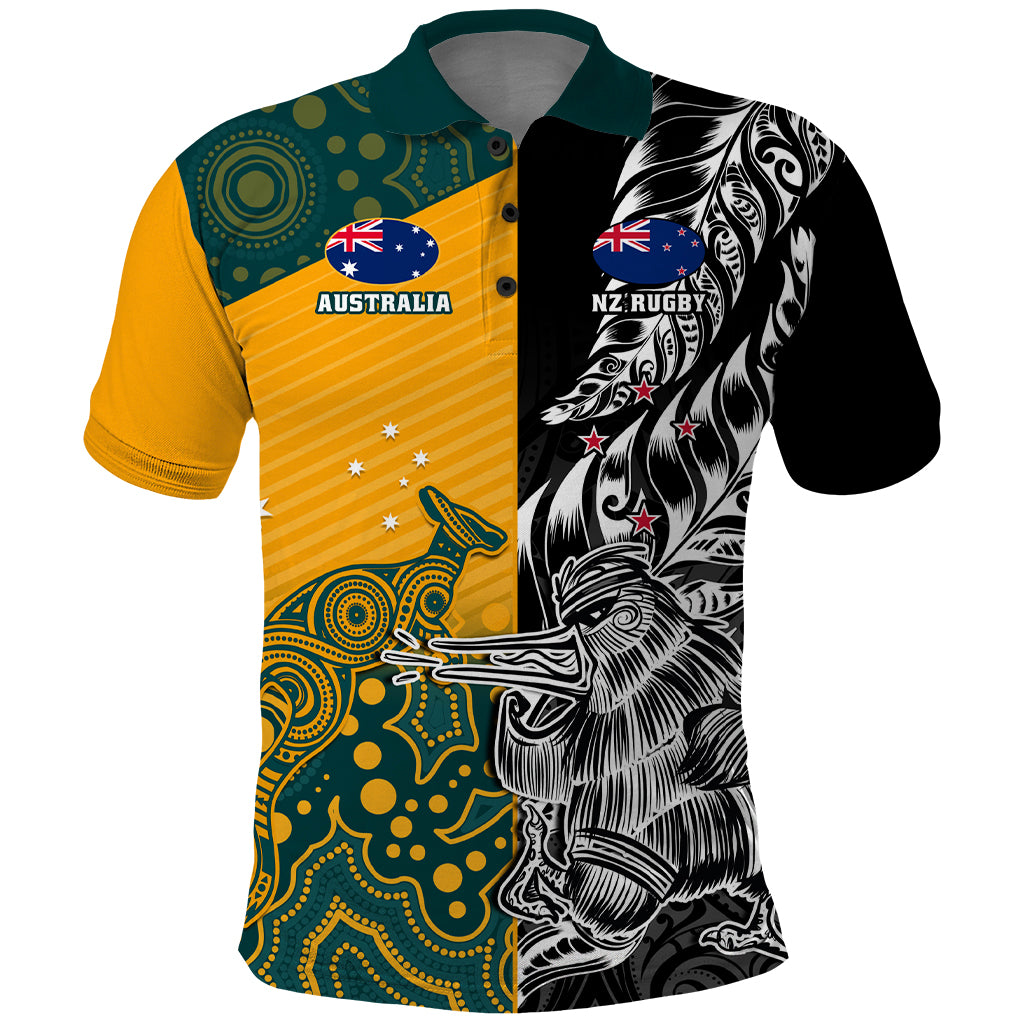 Custom New Zealand And Australia Rugby Polo Shirt Wallabies Kiwi Silver Fern 2023 World Cup