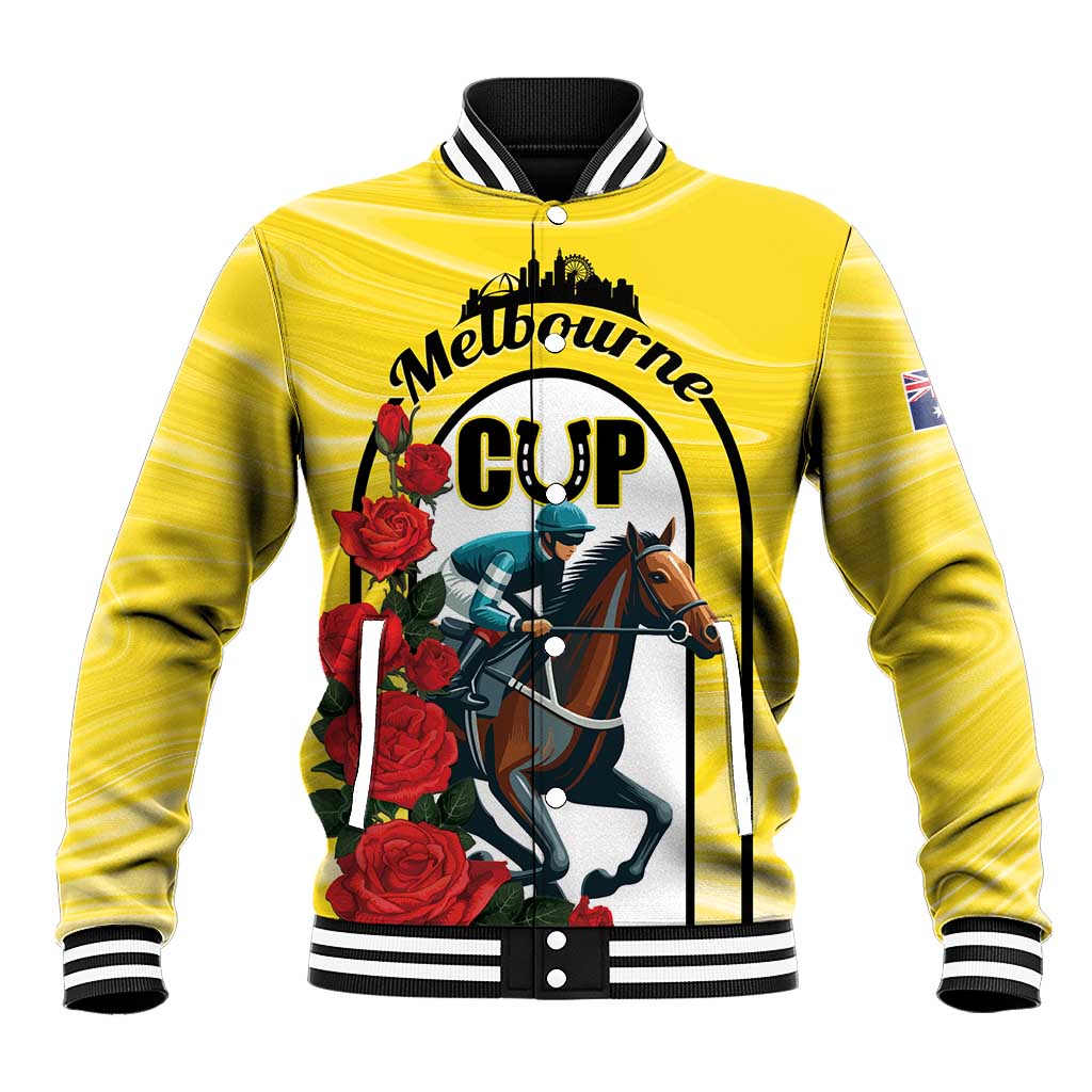 Personalised Melbourne Horse Racing Baseball Jacket The Race That Stops The Nation