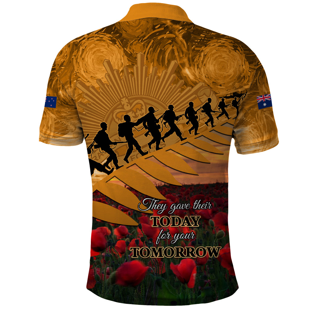 ANZAC Day 2024 Polo Shirt Silver Fern With A Trumpet Soldier