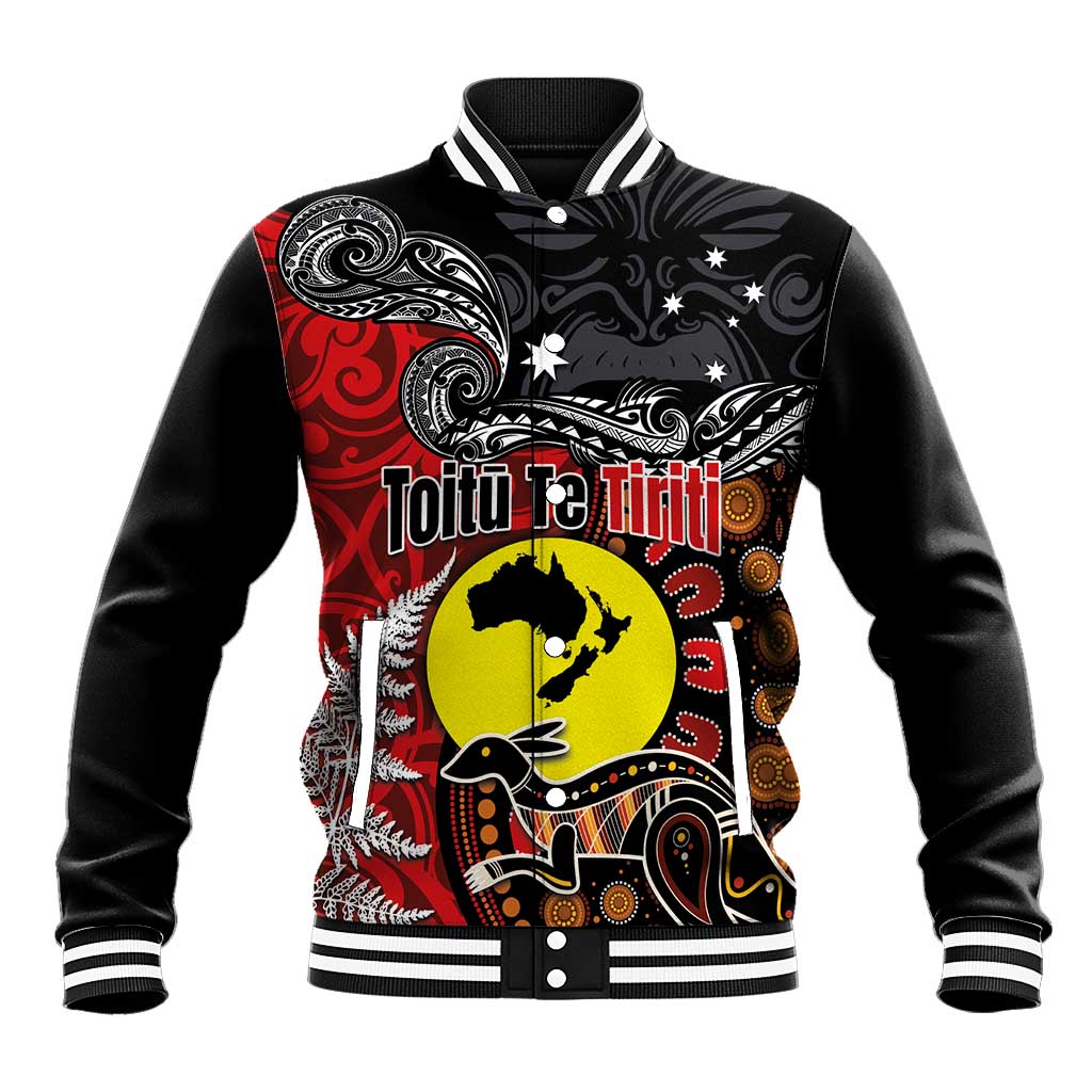 Aotearoa and Australia Toitu Te Tiriti Baseball Jacket Honour the Treaty - Te Tiriti Is Us