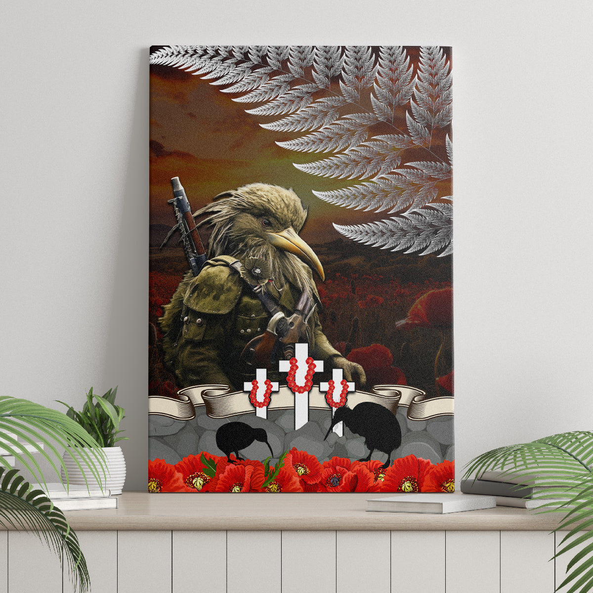 New Zealand ANZAC Day Canvas Wall Art The Ode of Remembrance and Silver Fern