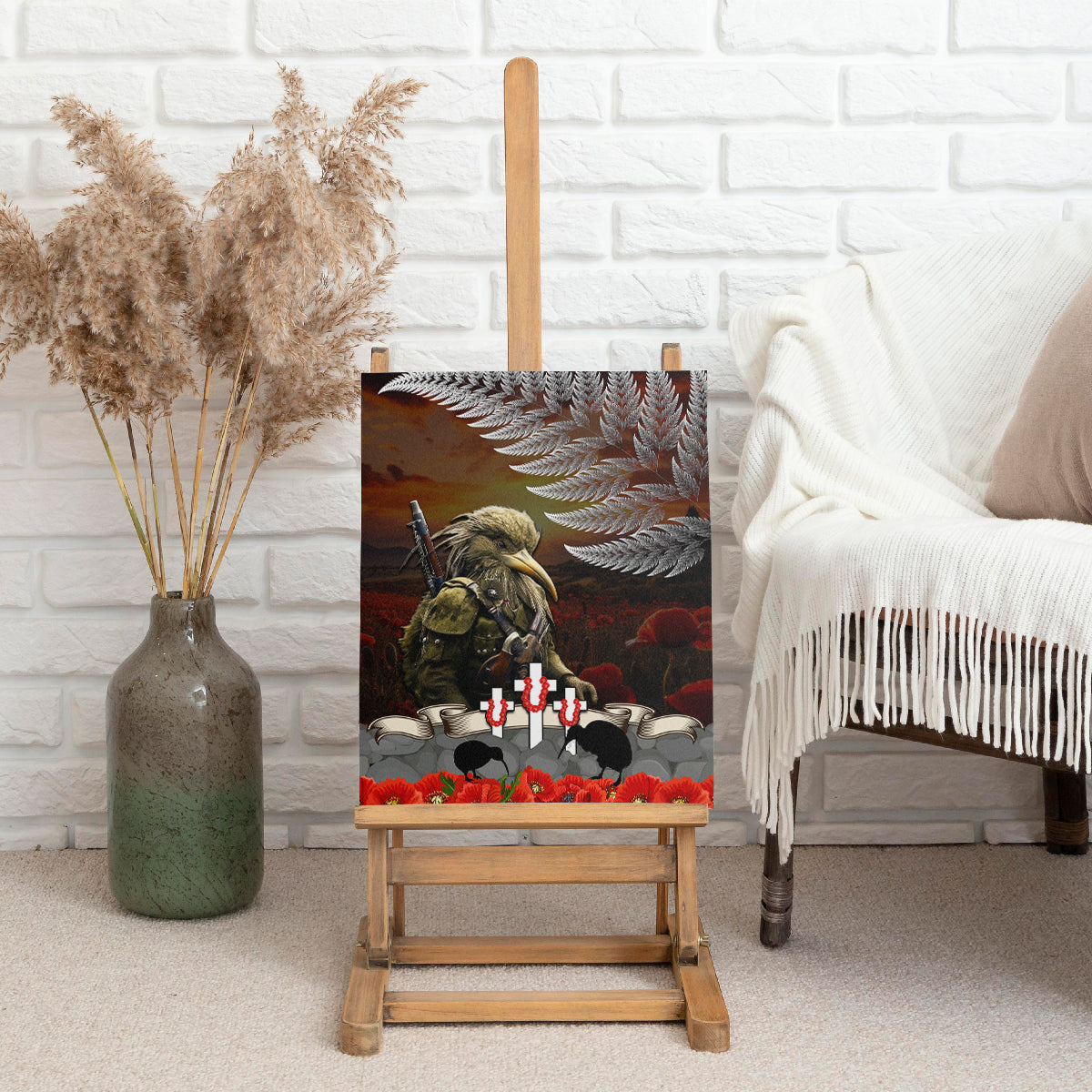 New Zealand ANZAC Day Canvas Wall Art The Ode of Remembrance and Silver Fern