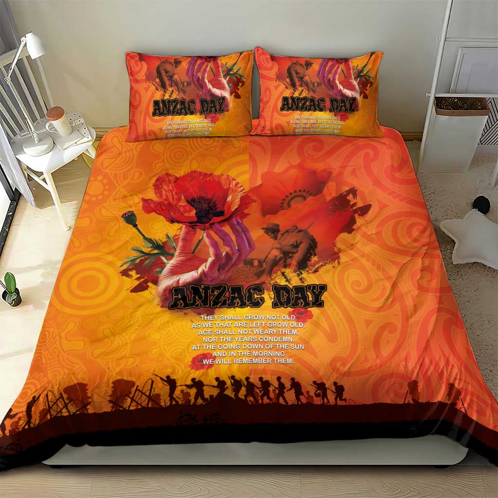 Australia and New Zealand ANZAC Day Bedding Set Soldiers Memories - Red Poppies with Aboriginal and Maori Art