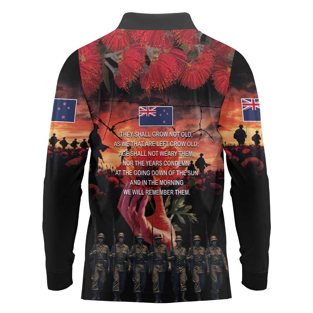 New Zealand ANZAC Day Long Sleeve Polo Shirt Forever in My Thoughts