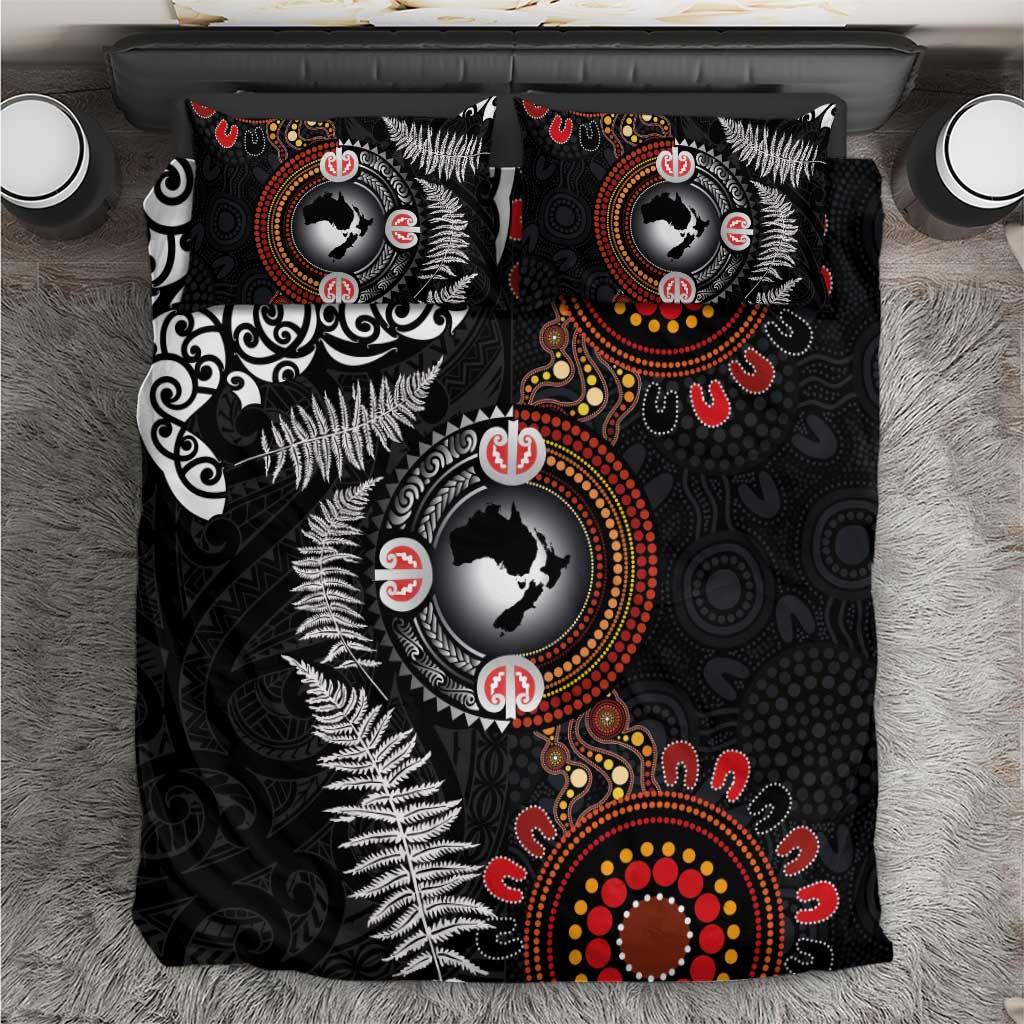 Australia and New Zealand Together Bedding Set Aboriginal and Maori Art Tattoo