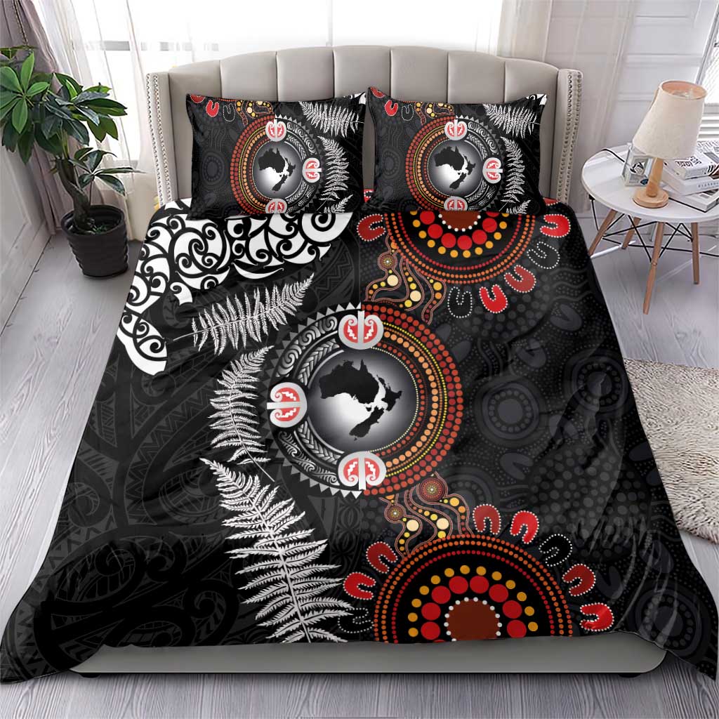 Australia and New Zealand Together Bedding Set Aboriginal and Maori Art Tattoo