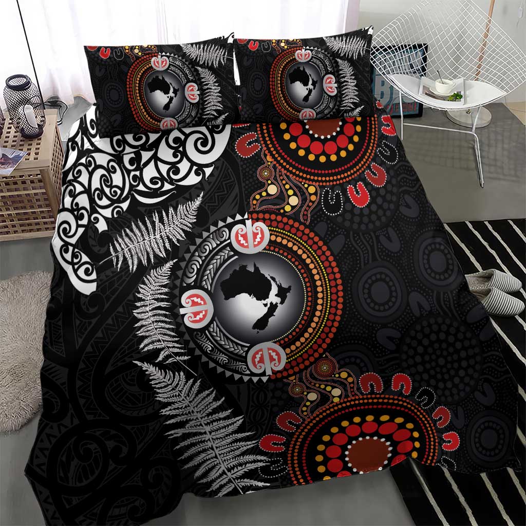 Australia and New Zealand Together Bedding Set Aboriginal and Maori Art Tattoo