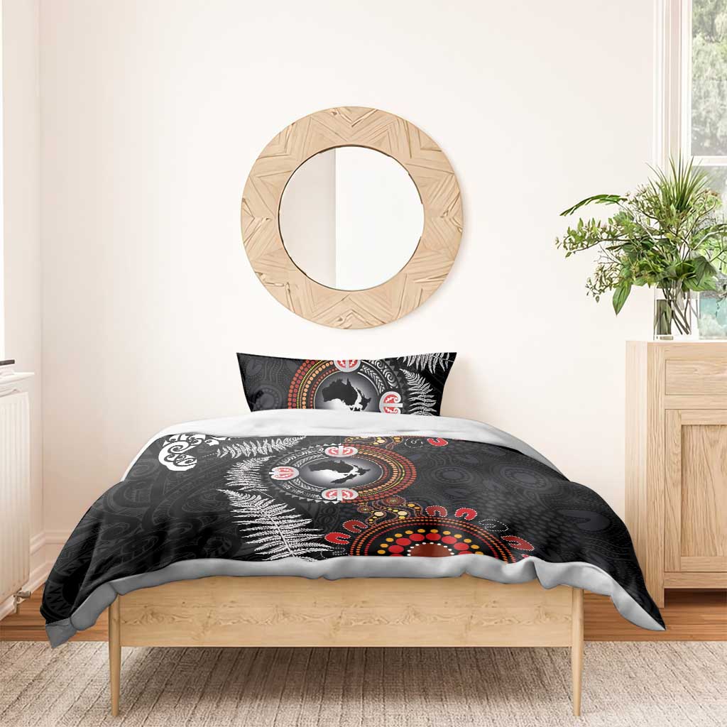 Australia and New Zealand Together Bedding Set Aboriginal and Maori Art Tattoo