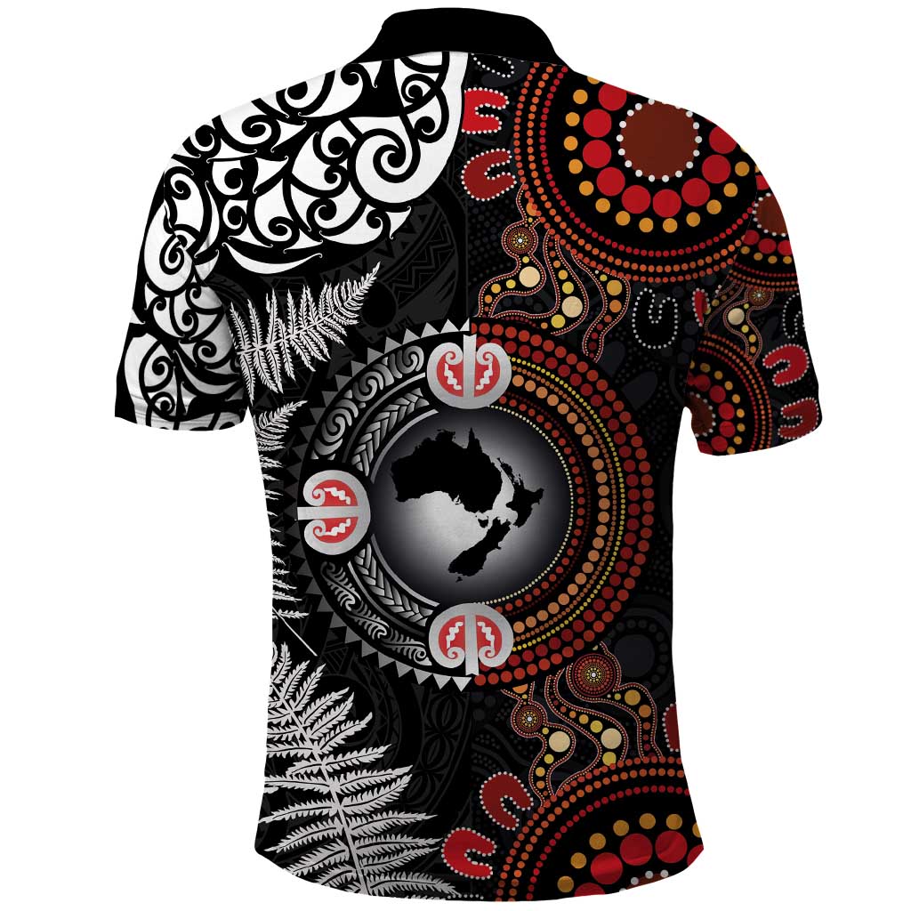 Australia and New Zealand Together Polo Shirt Aboriginal and Maori Art Tattoo