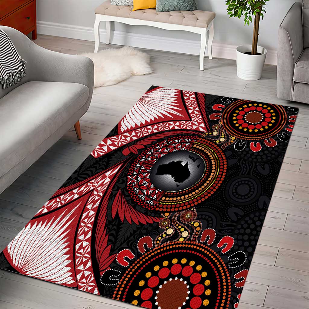 Tonga and Australia Together Area Rug Ngatu Art Tribal Aboriginal Tattoo Pattern