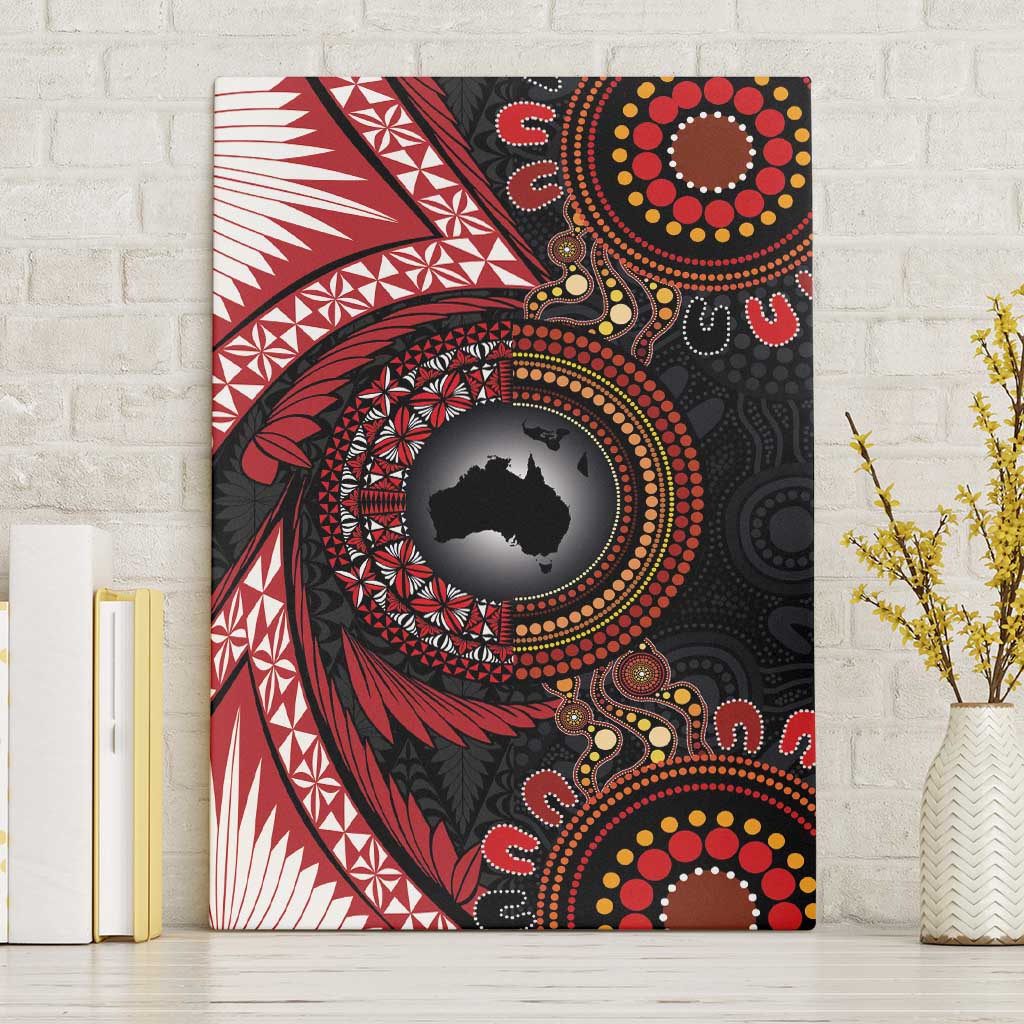 Tonga and Australia Together Canvas Wall Art Ngatu Art Tribal Aboriginal Tattoo Pattern