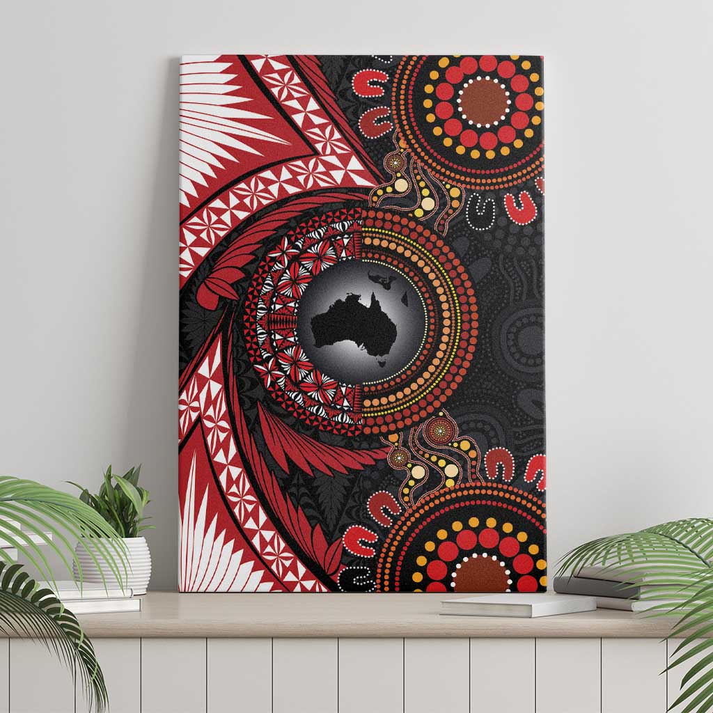 Tonga and Australia Together Canvas Wall Art Ngatu Art Tribal Aboriginal Tattoo Pattern