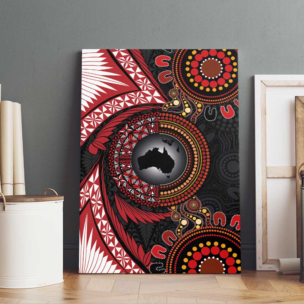 Tonga and Australia Together Canvas Wall Art Ngatu Art Tribal Aboriginal Tattoo Pattern