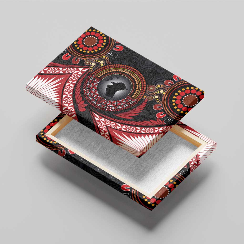 Tonga and Australia Together Canvas Wall Art Ngatu Art Tribal Aboriginal Tattoo Pattern