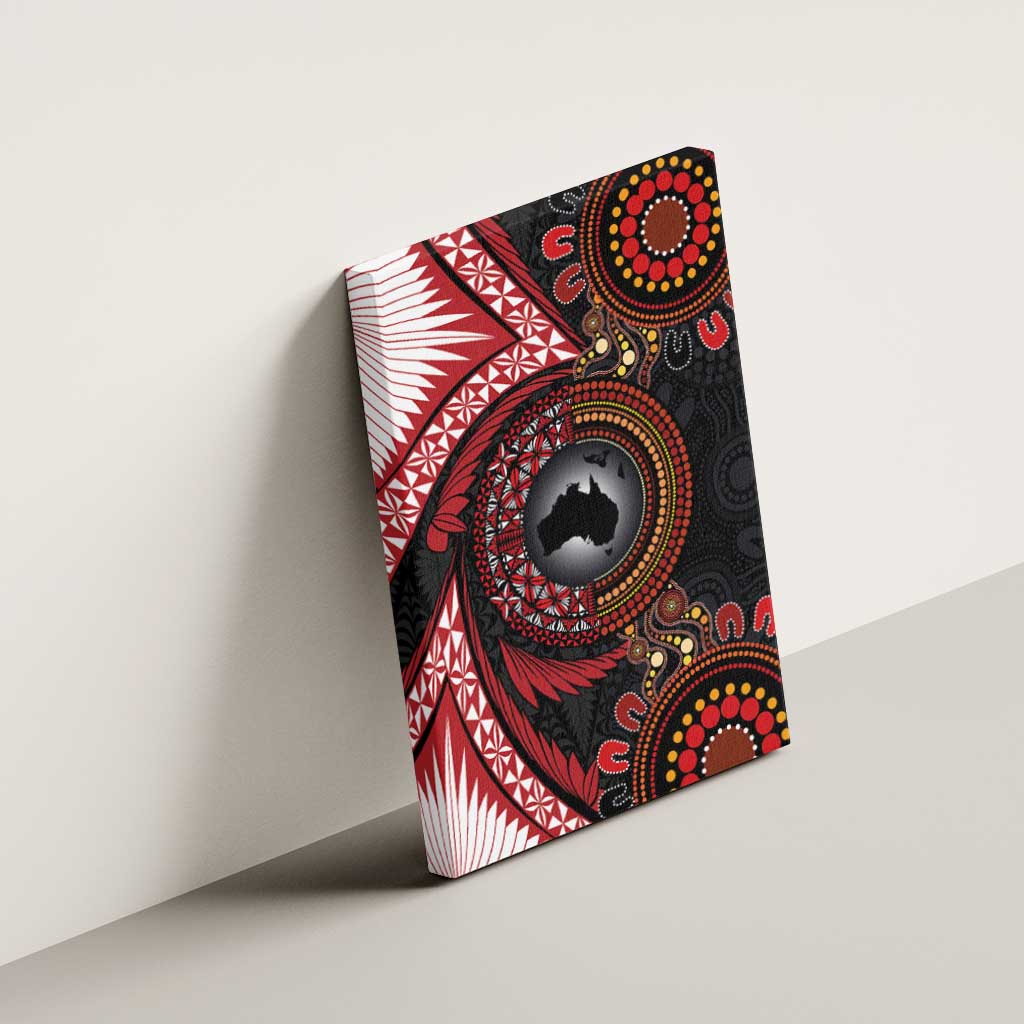 Tonga and Australia Together Canvas Wall Art Ngatu Art Tribal Aboriginal Tattoo Pattern