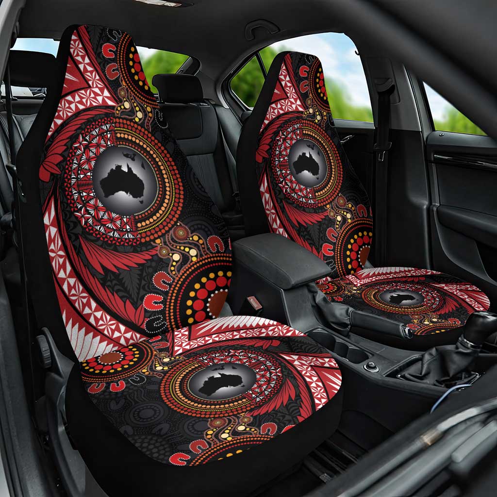 Tonga and Australia Together Car Seat Cover Ngatu Art Tribal Aboriginal Tattoo Pattern