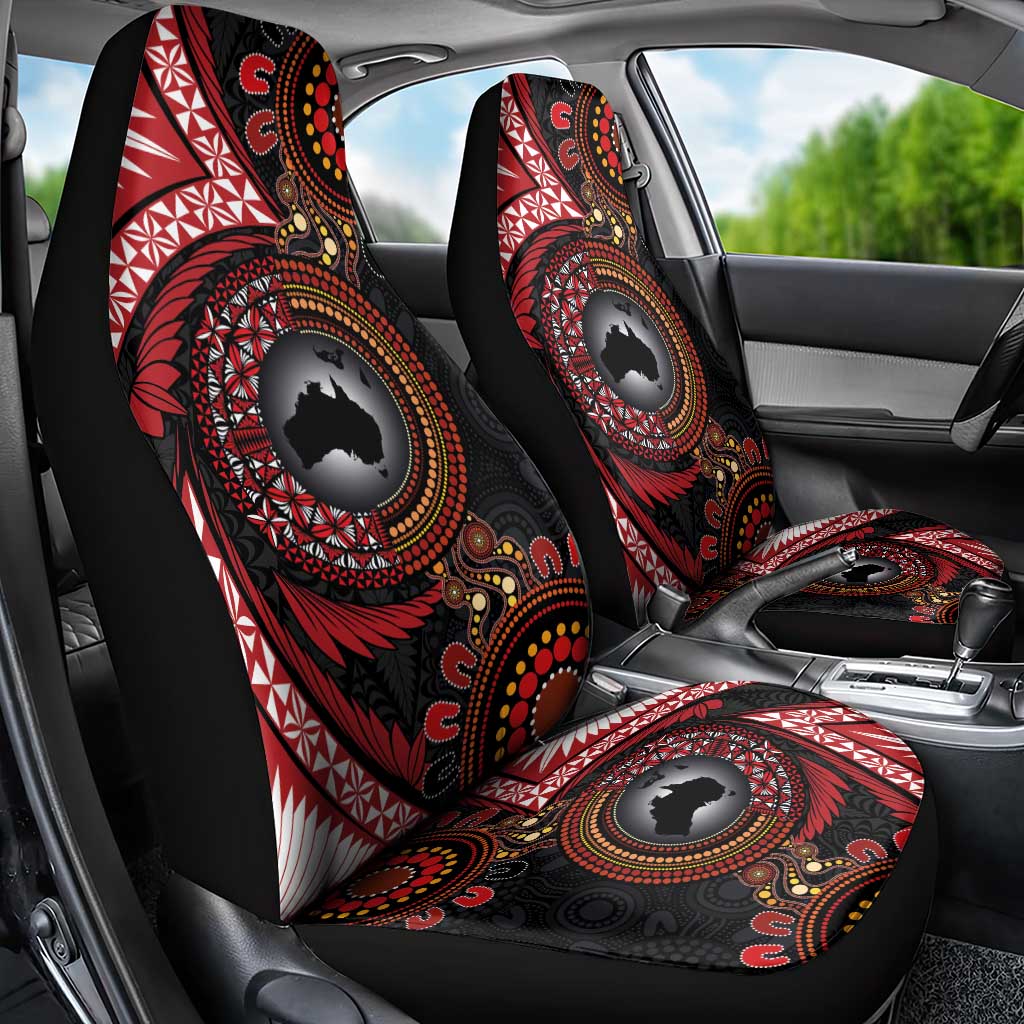 Tonga and Australia Together Car Seat Cover Ngatu Art Tribal Aboriginal Tattoo Pattern