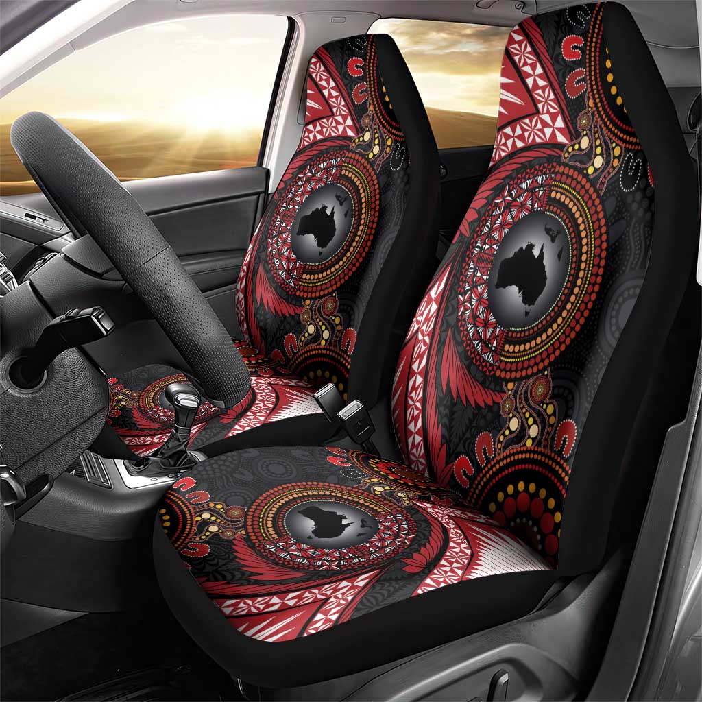 Tonga and Australia Together Car Seat Cover Ngatu Art Tribal Aboriginal Tattoo Pattern