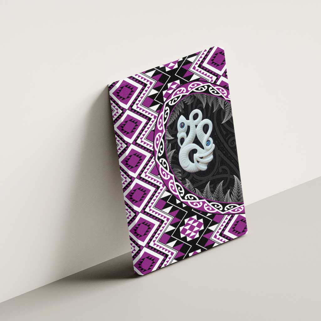 Purple Taniko Motif Aotearoa Manaia and Silver Fern Canvas Wall Art