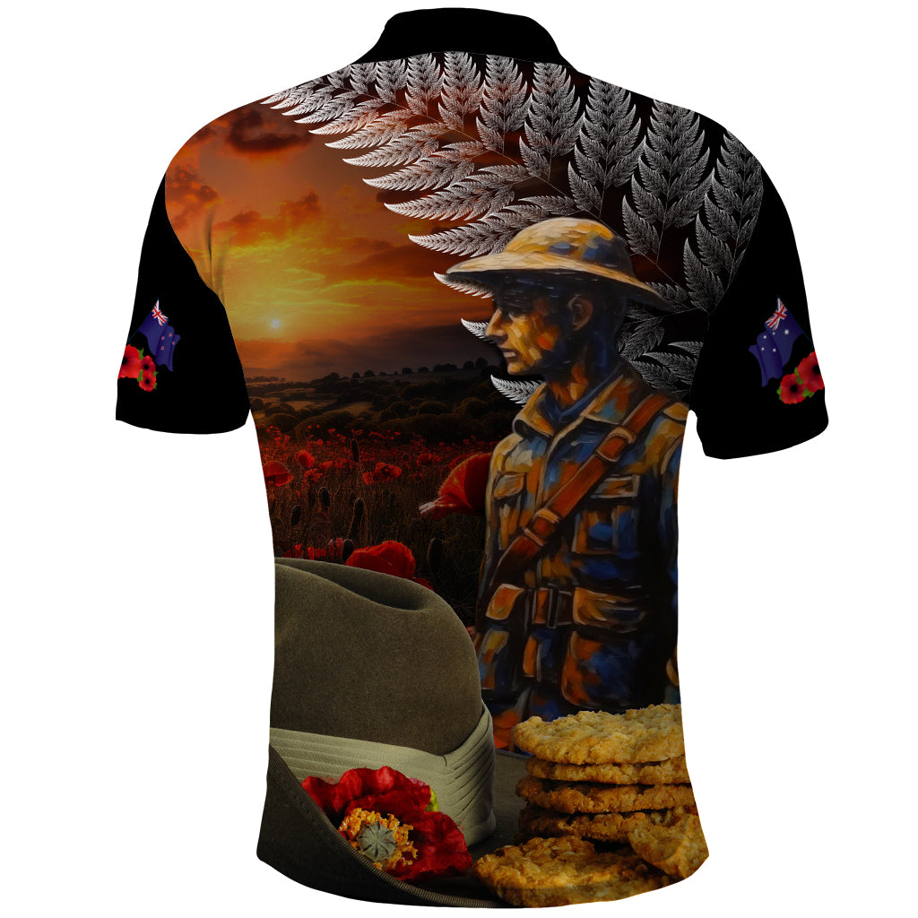 Slouch Hat and Biscuits ANZAC Polo Shirt with Soldier Silver Fern