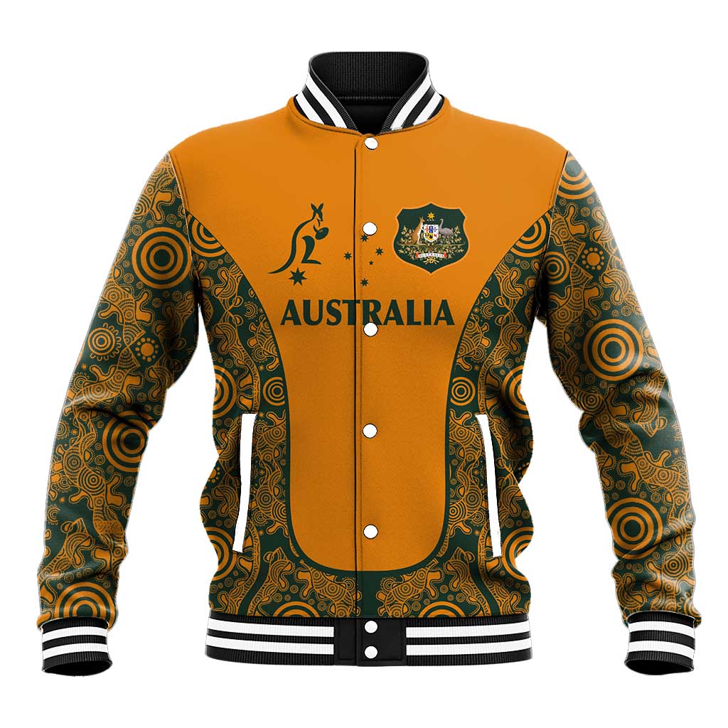 Custom Australia Rugby Championship 2024 Baseball Jacket Aboriginal Art Tattoo Pattern