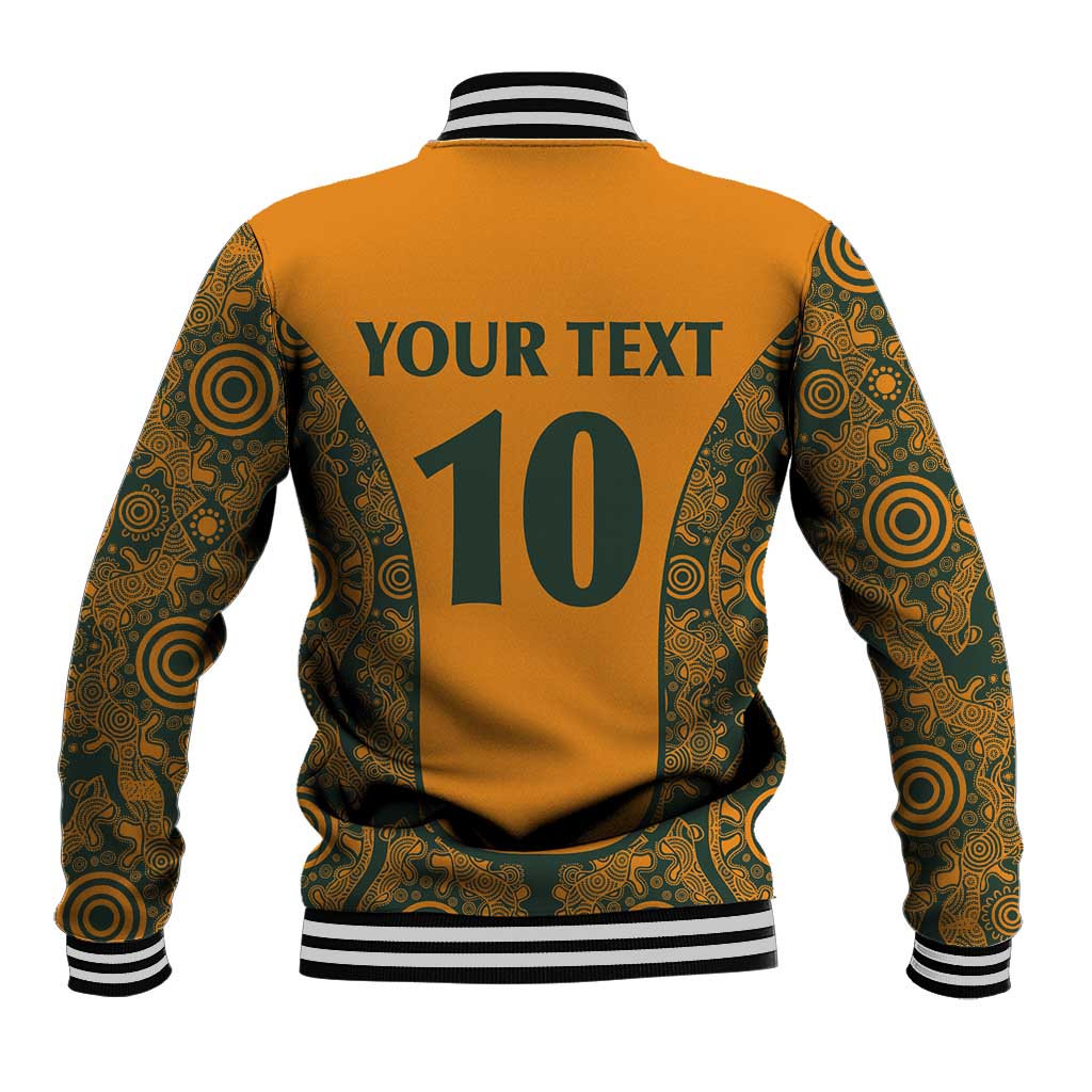 Custom Australia Rugby Championship 2024 Baseball Jacket Aboriginal Art Tattoo Pattern