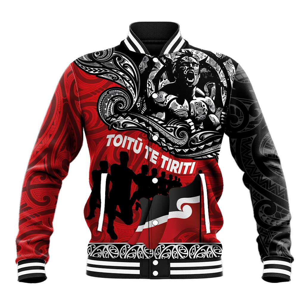 Aotearoa Toitu Te Tiriti Baseball Jacket Honoring Te Tiriti o Waitangi Maori Haka