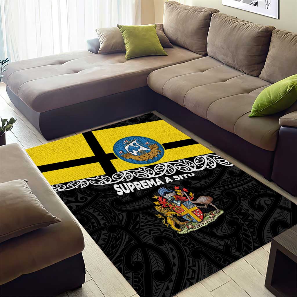 New Zealand Wellington Area Rug The Capital's Emblems Flag and Koru Art