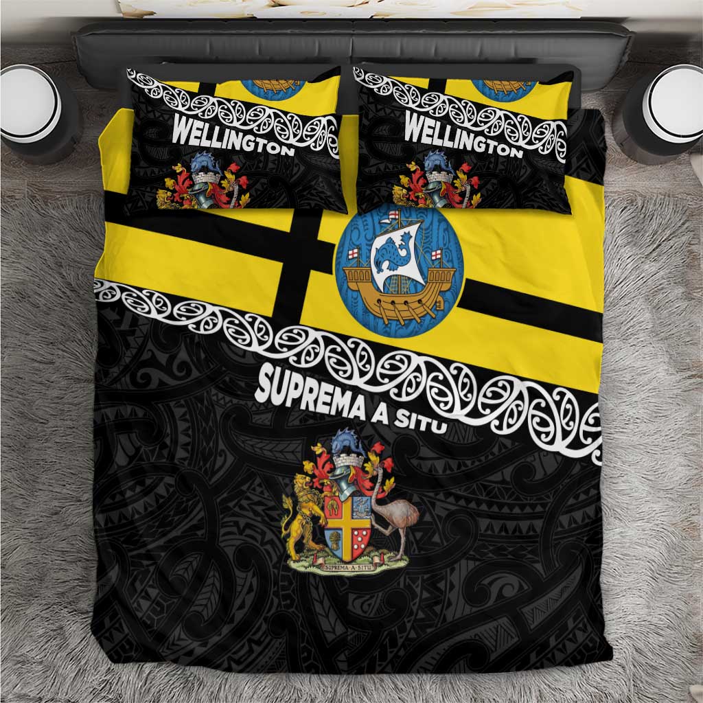 New Zealand Wellington Bedding Set The Capital's Emblems Flag and Koru Art