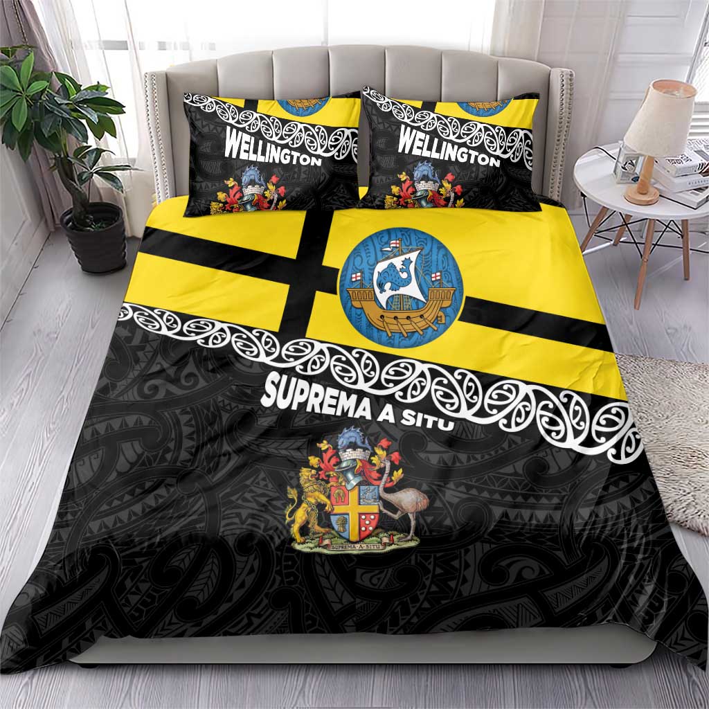 New Zealand Wellington Bedding Set The Capital's Emblems Flag and Koru Art