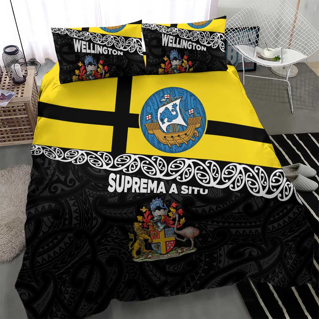 New Zealand Wellington Bedding Set The Capital's Emblems Flag and Koru Art