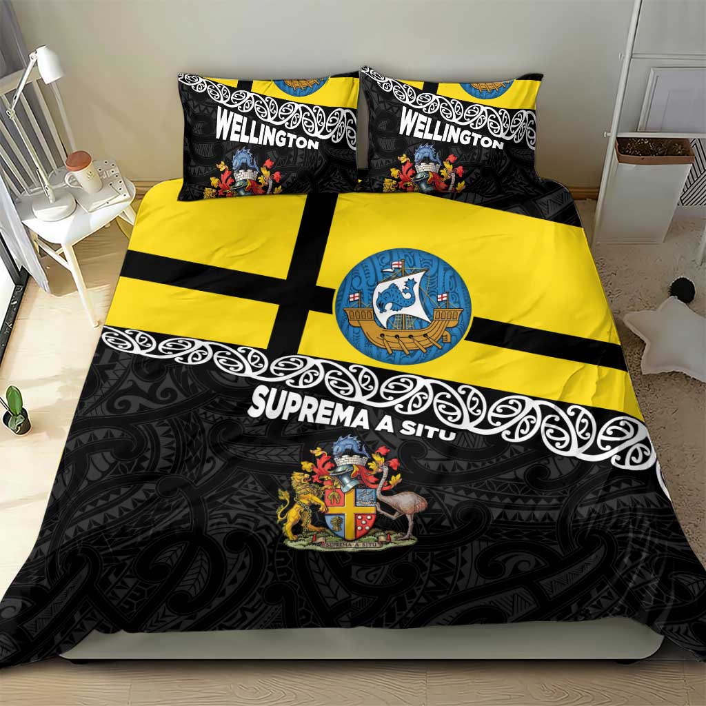 New Zealand Wellington Bedding Set The Capital's Emblems Flag and Koru Art