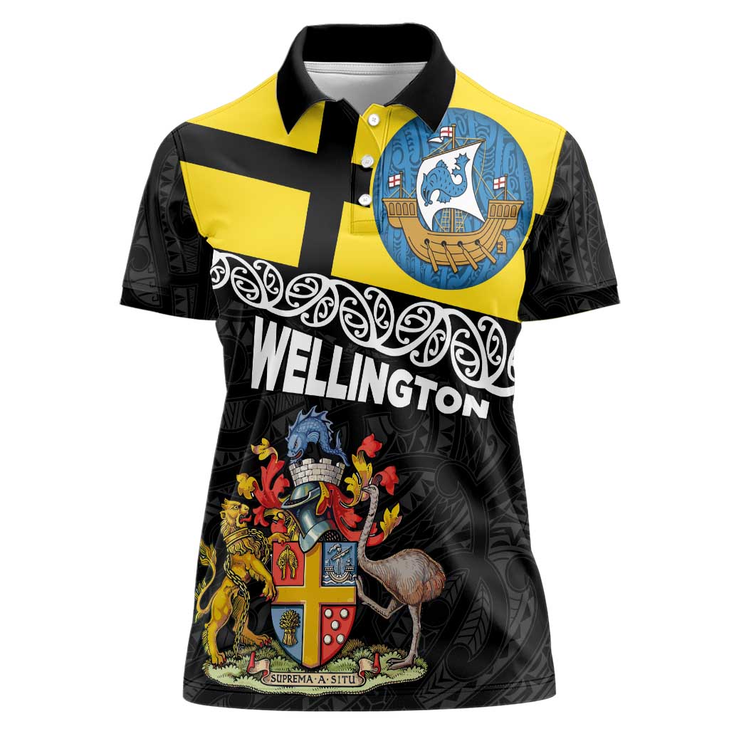 New Zealand Wellington Women Polo Shirt The Capital's Emblems Flag and Koru Art