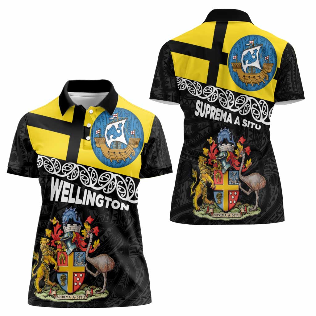 New Zealand Wellington Women Polo Shirt The Capital's Emblems Flag and Koru Art