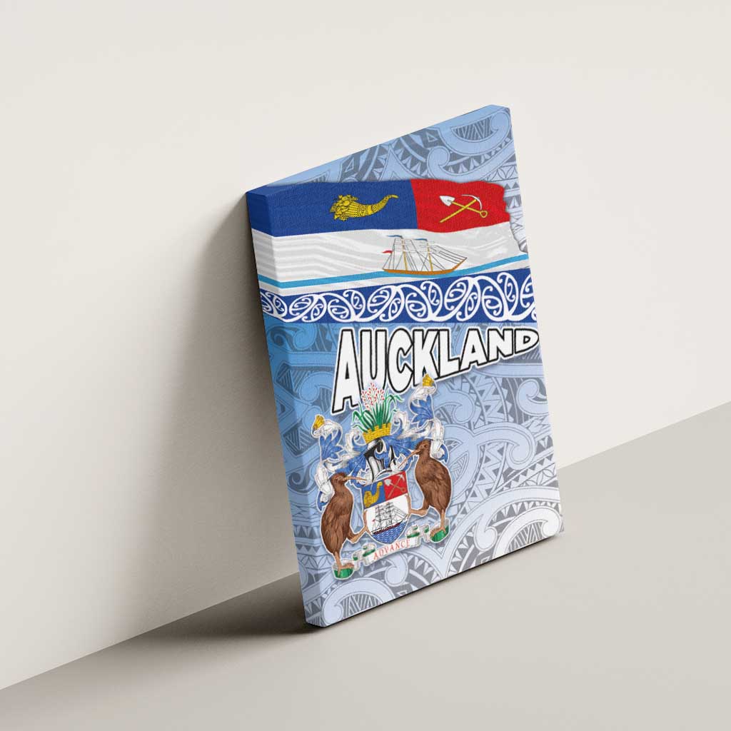 New Zealand Auckland Canvas Wall Art Auckland's Flag and Coat of Arms - Koru Art Maori Pattern