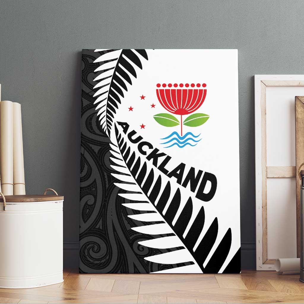 New Zealand Auckland Canvas Wall Art Auckland's Emblem and Silver Ferns - Maori Art Tattoo