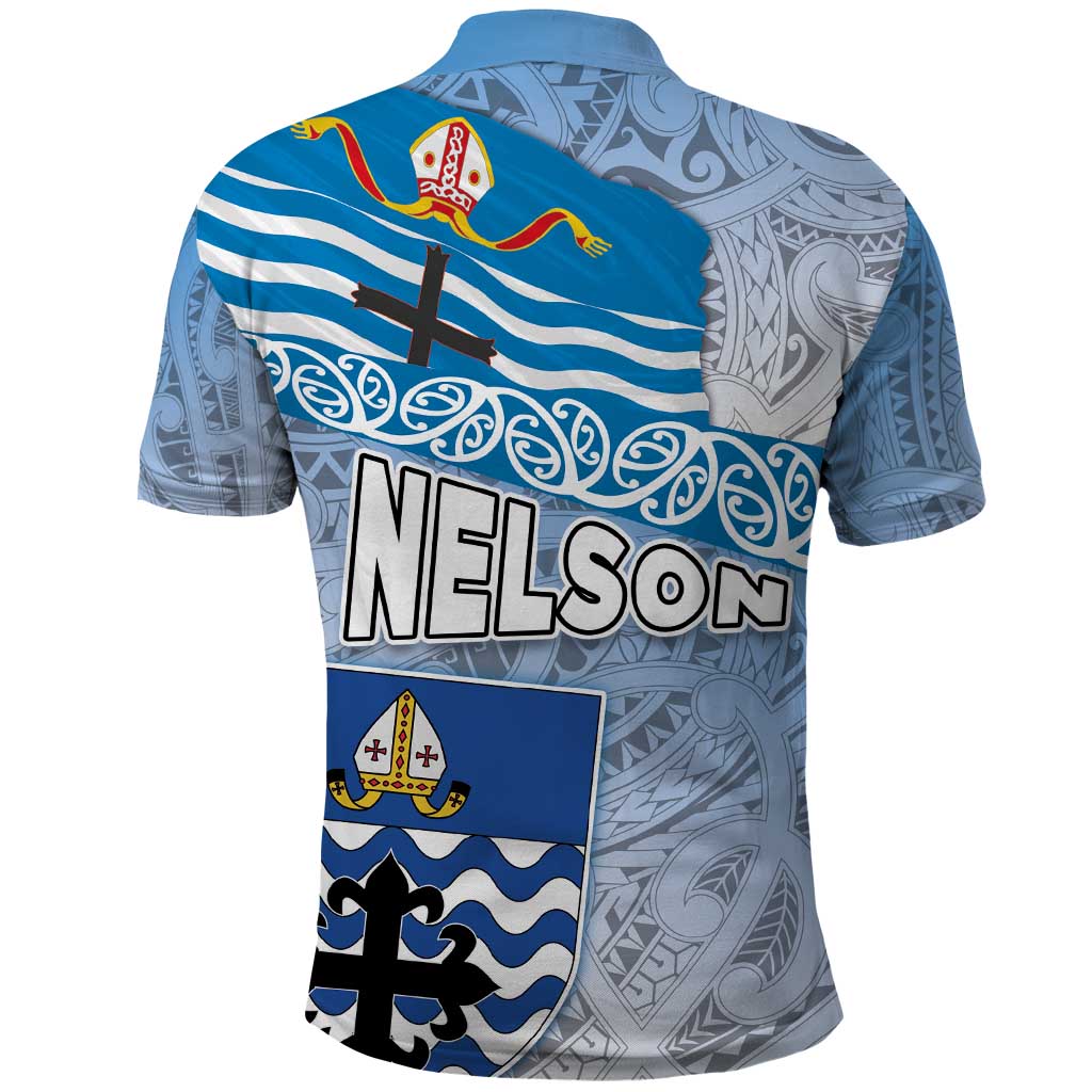 New Zealand Nelson Polo Shirt Nelson's Flag and Seal - Maori Art Tattoo