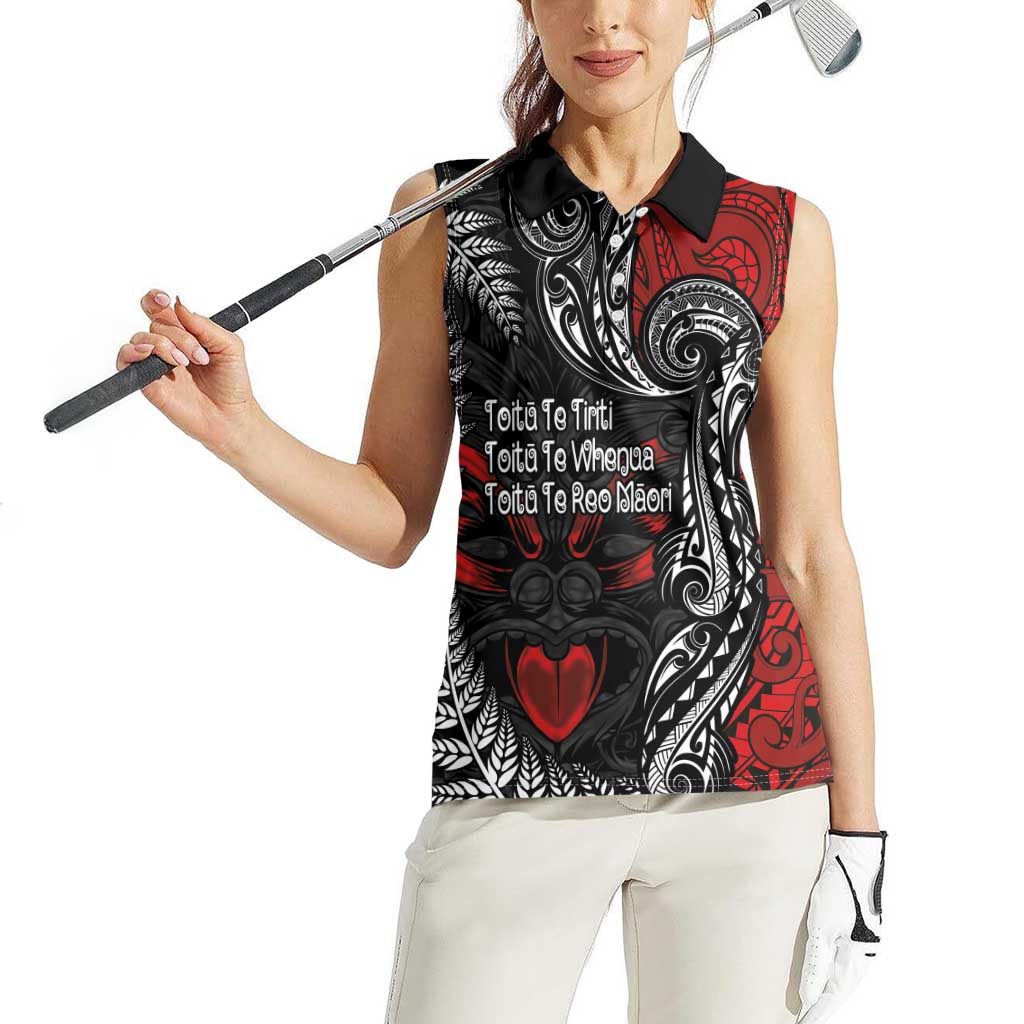 Aotearoa Toitu Te Tiriti Women Sleeveless Polo Shirt New Zealand Honour the Treaty - Te Tiriti Is Us