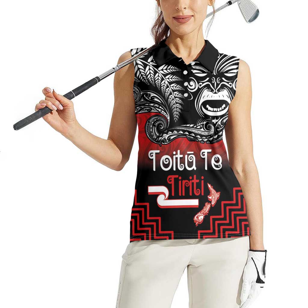 Aotearoa Toitu Te Tiriti Women Sleeveless Polo Shirt New Zealand Honour the Treaty - Fight Together