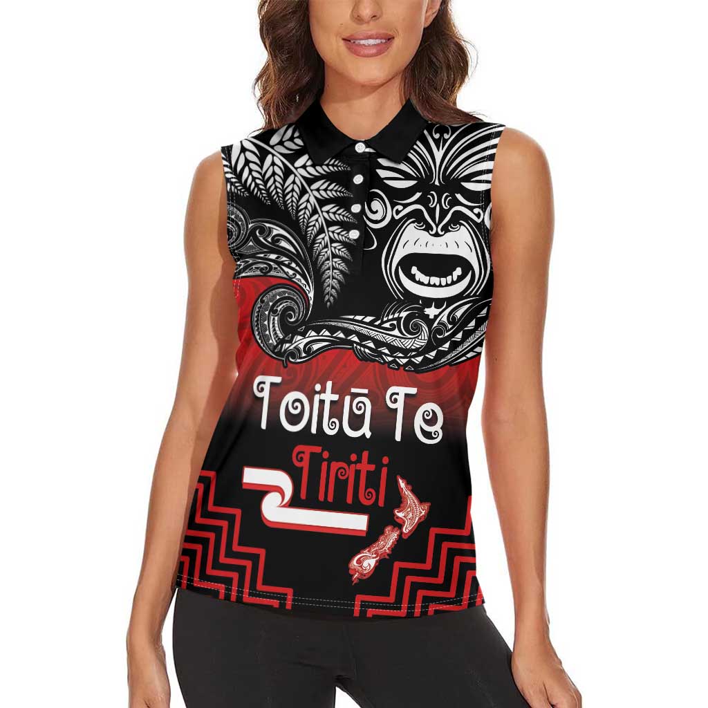 Aotearoa Toitu Te Tiriti Women Sleeveless Polo Shirt New Zealand Honour the Treaty - Fight Together