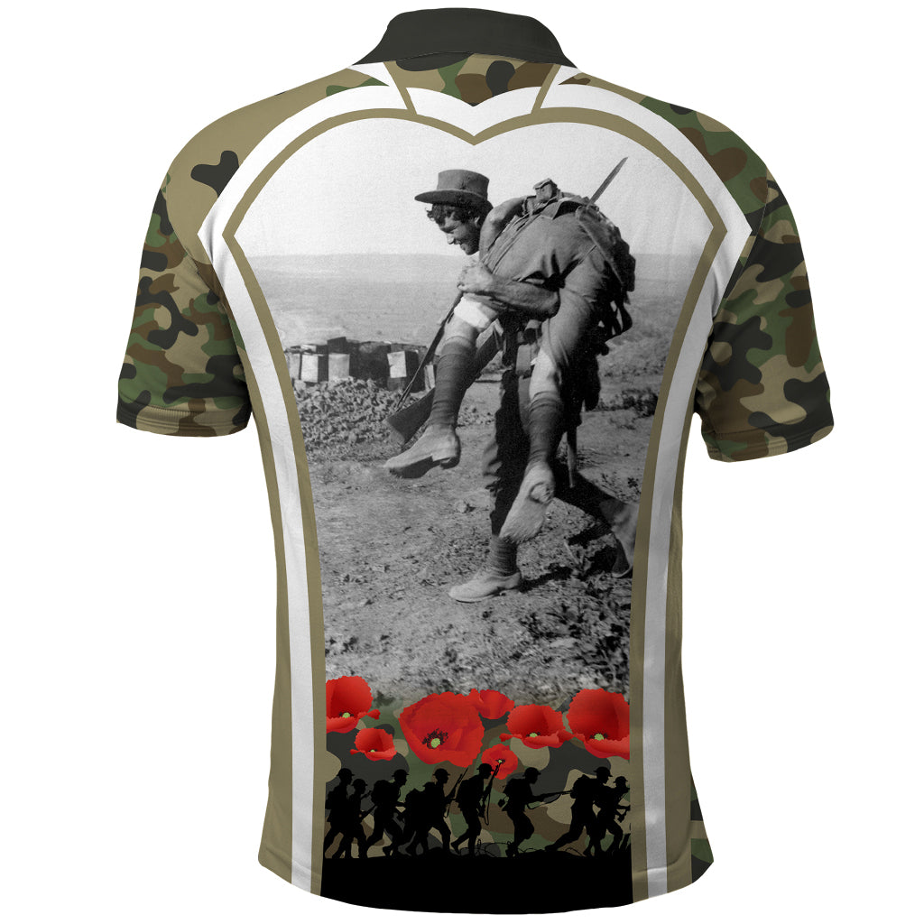 New Zealand and Australia ANZAC Day Polo Shirt Koala and Kiwi Bird Soldier Gallipoli Camouflage Style