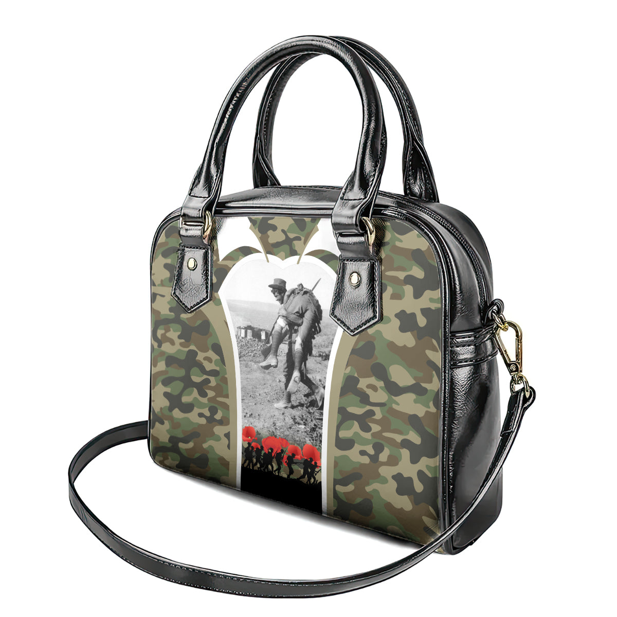 New Zealand and Australia ANZAC Day Shoulder Handbag Koala and Kiwi Bird Soldier Gallipoli Camouflage Style