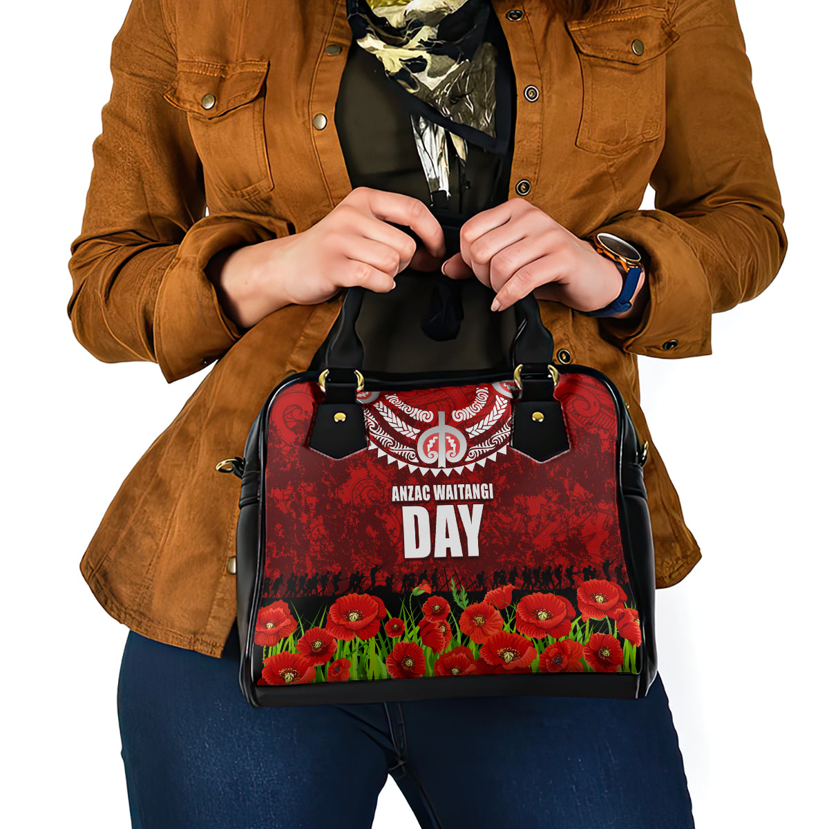 New Zealand ANZAC Waitangi Day Shoulder Handbag Hei Tiki and Soldier