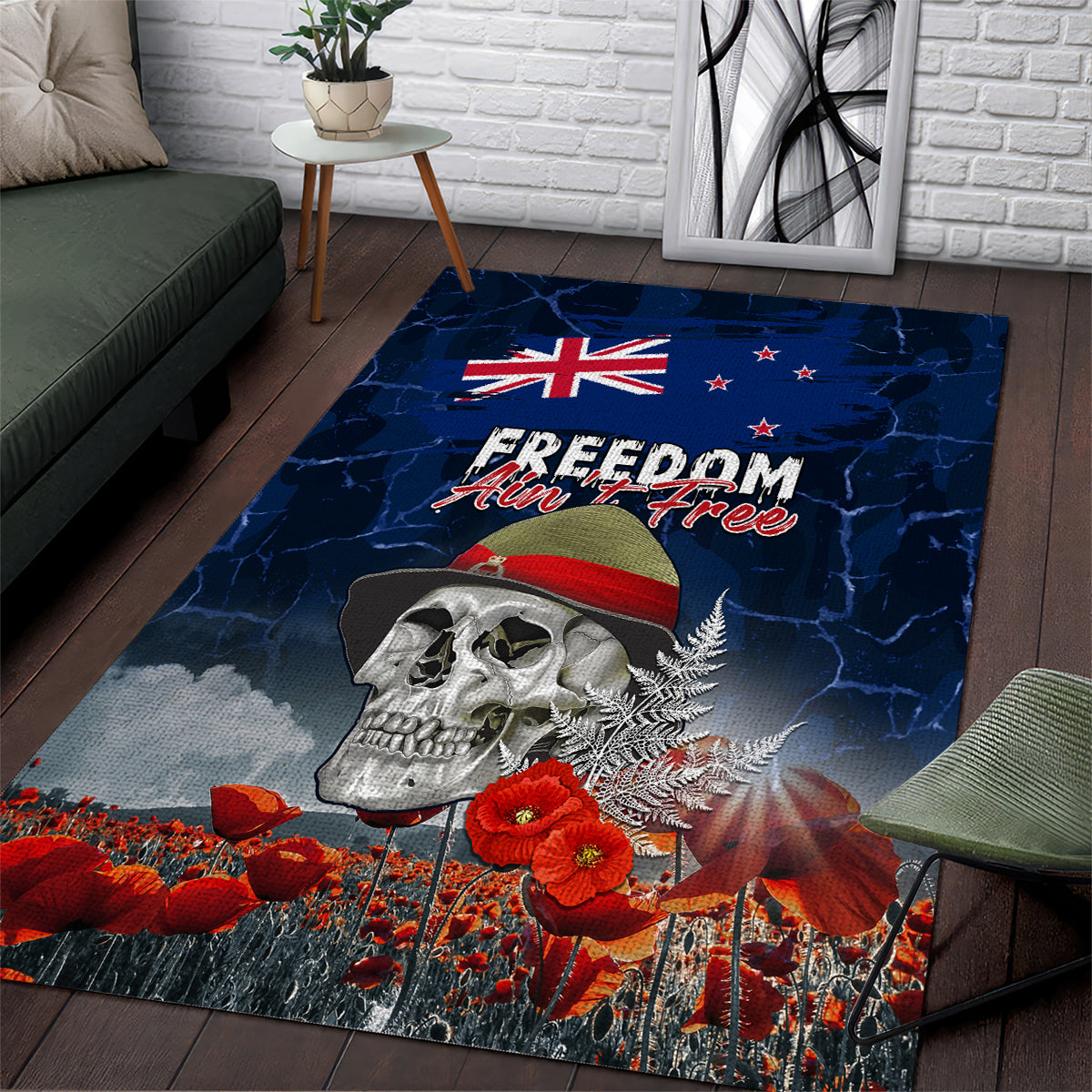 New Zealand ANZAC Day Area Rug Freedom Ain't Free