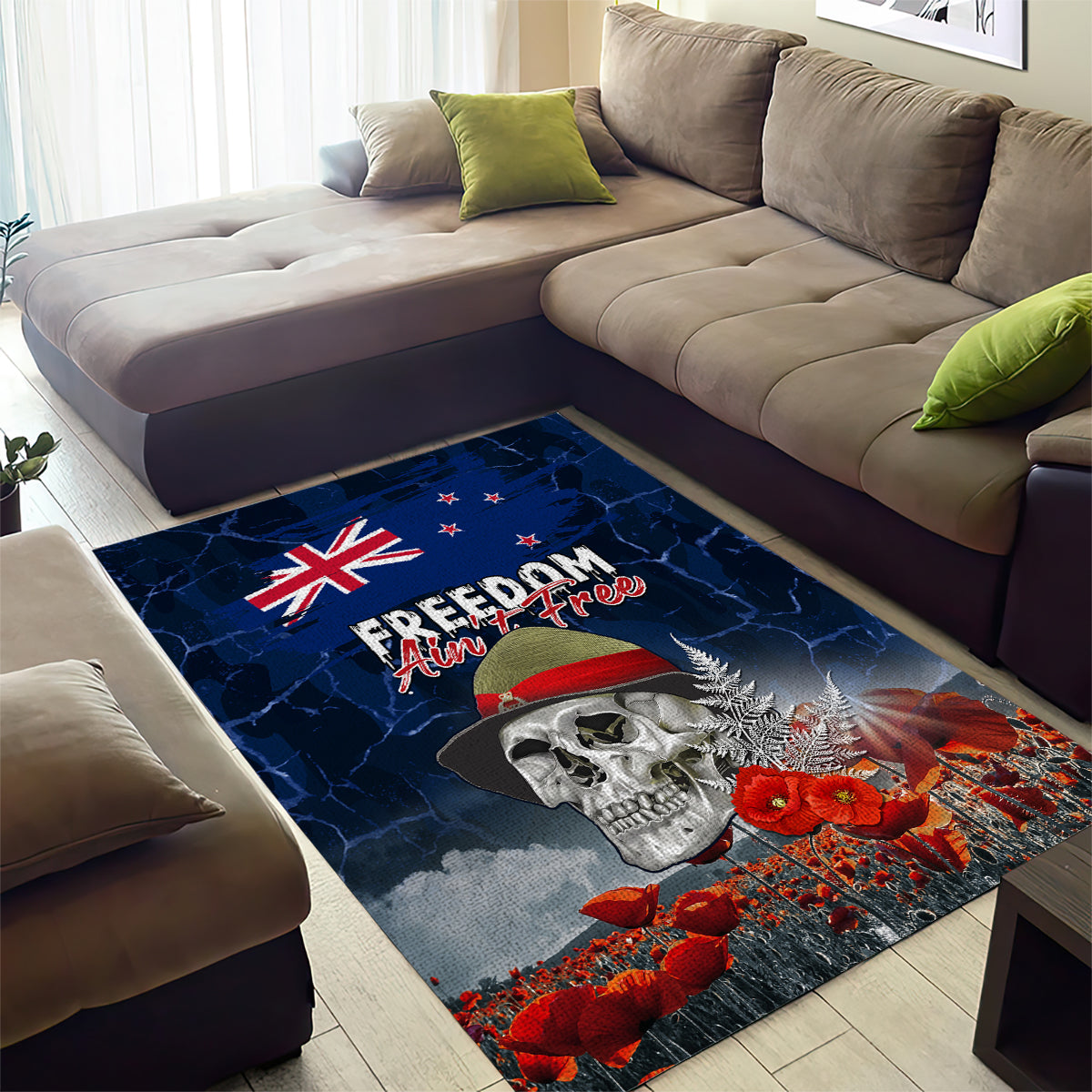 New Zealand ANZAC Day Area Rug Freedom Ain't Free