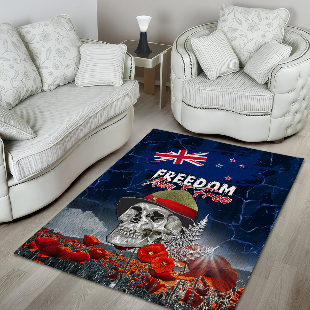 New Zealand ANZAC Day Area Rug Freedom Ain't Free