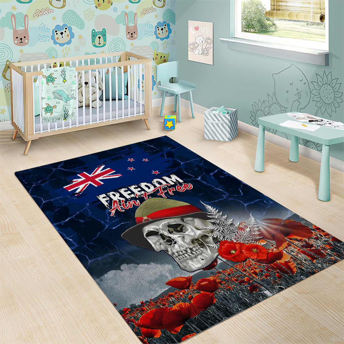 New Zealand ANZAC Day Area Rug Freedom Ain't Free